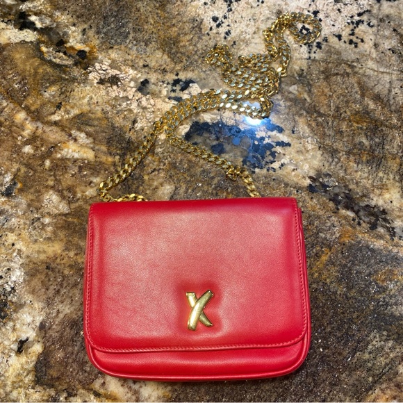 Paloma Picasso Handbags - Vintage Paloma Picasso Scarlet Crossbody Bag with Gold Accent